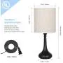 Small Table Lamps Set of 2, Metal Desk lamp Pairs, Nightstand Lamps with Linen lampshade for Bedroom, Living Room, College Dorm, Coffee Table, Bedside, Black