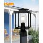 Osimir Outdoor Post Light 2 Pack, 1-Light Exterior Post Lantern with Pier Mount Base, Lamp Post Light Fixture in Black Finish with Cylinder Glass, 6.7''W x 15''H, 2353/1G-2PK