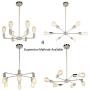 BAODEN 6 Lights Fixture Modern Sputnik Chandelier Brushed Nickel Mid Century Pendant Light Semi Flush Mount Hanging Lamps for Dining Bedroom Kitchen Lighting