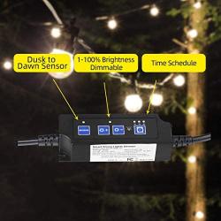 OHLUX Smart Outdoor String Lights Dimmer & Timer, 11.3FT Dusk to Dawn Light Dimmer Switch, 1-100% Brightness Dimmable 120V 360W IP66 Waterproof