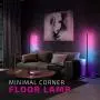 BRÜUN Corner Floor Lamp Led | Nordic Decoration Standing Floor Lamps for Living Room Night Light Dimming Standing Lamp Bedroom Decor Modern Floor Light Remote Control Black Minimal Design (RGB)