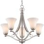 Bollyn Brushed Nickel Chandelier 26 1/2'' Wide Modern Curved Arms White Glass 5-Light Fixture for Dining Room House Foyer Kitchen Island Entryway Bedroom Living Room - Possini Euro Design