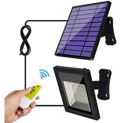 Solar Lights Outdoor - Solar Flood Lights - Security Pendant Light Kits for Indoor Home Shed Gazebo Porch, with Adjustable Solar Panel and 9.2Ft Cord Remote Control