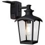 Home Luminaire 31703 Spence 1-Light Outdoor Wall Lantern with Seeded Glass and Built-in GFCI Outlets, Black