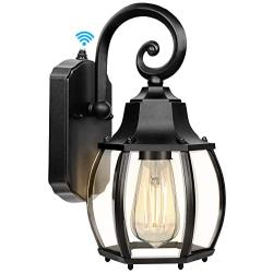 Outdoor Wall Lantern with Dusk to Dawn Sensor Photocell , Exterior Porch Light Fixtures, 100% Aluminum, Anti-Rust Waterproof Matte Black Wall Sconce with Clear Glass for Porch Doorway Garage Hallway