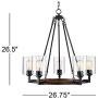 Garamond Bronze Wood Wagon Wheel Chandelier 26 3/4'' Wide Rustic Farmhouse Clear Glass 5-Light Fixture for Dining Room House Foyer Kitchen Island Entryway Bedroom Living Room - Franklin Iron Works