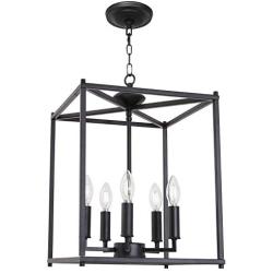 Lucidce 5 Light Foyer Chandelier Black Farmhouse Lantern Light Fixture Dining Room Lighting Fixtures Hanging Ceiling