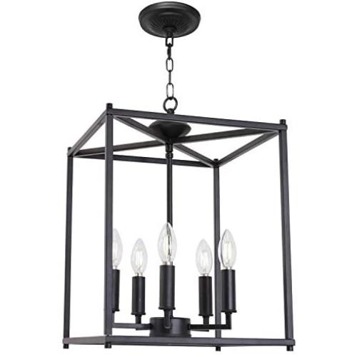 Lucidce 5 Light Foyer Chandelier Black Farmhouse Lantern Light Fixture Dining Room Lighting Fixtures Hanging Ceiling