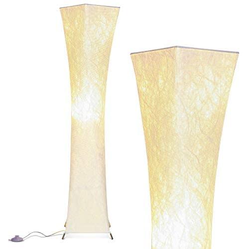 Brightech Harmony LED Floor Lamp for Boho (Bohemian) Living Rooms & Bedrooms – Mid Century Modern Minimalist, Ambient Light – Perfect for Beside The Bed or Office, Corner Lamp – White Shade