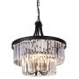 Wellmet Modern Crystal Chandelier, Contemporary 5 Light Wide Drum Hanging Pendant Chandelier with Prism Drop Shades, Farmhouse Ceiling Light Fixture for Kitchen, Dining Living Room, Bedroom, 20''W