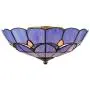 RUNNUP Industrial 12'' Wide Tiffany Style Flush Mount 2 Lights Ceiling Light Fixture with Glass Shade Vintage Ceiling Lamp in Blue