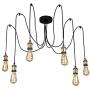 KARMIQI 6 Lights Industrial Chandelier Hanging Pendant Lighting, Adjustable Spider Ceiling Lighting Fixtures for Living Room Dining Bedroom Hall Hotel- Black