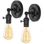 HAITRAL Wall Sconces Set of 2- Sconces Wall Lighting with Switch & Adjustable Lighting Angle, Small Wall Light Fixtures for Bathroom,Bedroom,Living Room,Dorm,Corridor-Black (Without Bulb)