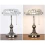 Marrakech Mosaic Lamp Traditional Antique Brass Bankers Table Lamp Vintage Tiffany Style Turkish Mosaic Glass Desk Lamp for Living Room Bedroom (White)
