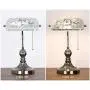 Marrakech Mosaic Lamp Traditional Antique Brass Bankers Table Lamp Vintage Tiffany Style Turkish Mosaic Glass Desk Lamp for Living Room Bedroom (White)
