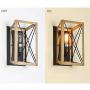 XIPUDA Industrial Wall Sconce Farmhouse Wall Lamp Flush Mount Wall Light Fixture Modern Faux Oak Metal Light for Hallway Foyer Bedroom Dining House