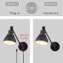 Wall Sconce Plug in, YEEQIAN Black Swing Arm Wall Sconce Lamp Bedroom Wall Mounted Reading Light Fixture with on/Off Switch Industrial Adjustable Wall Sconce Light