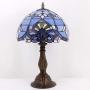 Tiffany Lamp W12H18 Inch Blue Purple Baroque Style Stained Glass Lavender Shade Antique Table Reading Desk Light Base S003C WERFACTORY LAMPS Lover Parent Living Room Bedroom Bar Bedside Art Craft Gift