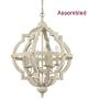 CLAXY Weathered 6 Light Stardust Farmhouse Chandeliers Distressed Wooden Chandelier-Assembled