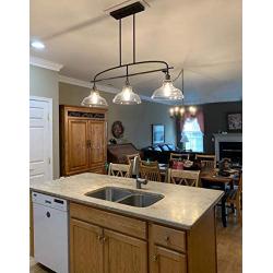 CLAXY Rustic Kitchen Island Pendant Lighting Adjustable Dining Room Chandelier -3 Lights