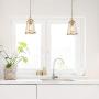 KSANA Gold Pendant Lighting for Kitchen Island, Hanging Brass Light Fixtures with Seeded Glass for Dining Room, Foyer