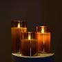 Flameless Led Candles Flickering, Yinuo Candle Real Wax Fake Wick Moving Flame Faux Wickless Pillar Battery Operated Candles with Timer Remote Glass Effect for Festival Wedding Home Party Decor