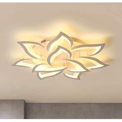 Mscoreray Living Room Dimmable Ceiling Light Led Lotus Flush Mount Ceiling Lights with Remote Control,10 Petals,3 Colors,1800Lm,140W