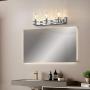 Deyidn 3 Lights Bathroom Vanity Light Fixture Over Mirror LED Modern Wall Sconce Lighting Chrome Fixture with Glass for Farmhouse Bedroom Living Room