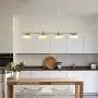 DLLT LED 4 Lights Pendant Light-Modern Kitchen Island Lighting Fixture, Adjustable Height Ceiling Mount Hanging Pendant Light for Contemporary Mid-Century Dining Room/Bar 20W 3000K Warm Light, Chrome