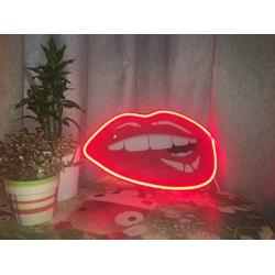 Neon Sign 14'', Wall Decor Art LED Neon Light Printing Women Red Lips Home Decoration,Bedroom, Lounge, Office, led Light Decor Sign Party Powered by USB (Red Lips)