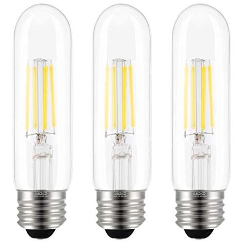 T10 LED Bulbs Daylight 4000K LED Tubular Edison Light Bulbs 4W Dimmable Tube Vintage Led Bulbs 40 Watt Equivalent,E26 Medium Base, LED Filament Retro Bulb for Desk Lamp, Pendant Lights(3-Pack)
