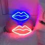 Lips Shaped Neon Signs Led Romantic Art Decorative Neon Lights Wall Decor for Christmas Gift Studio Party Kids Room Living Room Wedding Party Decoration Blue