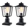 Osimir Outdoor Post Light 2 Pack, Outdoor Post Lantern with Pier Mount Adapter (7.9”W x 13.4”H), Pier Light in Sanded Black Finish with Bubble Glass, Lamp Post Mount Lighting Fixture 2145-1G-2PK