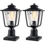 Osimir Outdoor Post Light 2 Pack, Outdoor Post Lantern with Pier Mount Adapter (7.9”W x 13.4”H), Pier Light in Sanded Black Finish with Bubble Glass, Lamp Post Mount Lighting Fixture 2145-1G-2PK