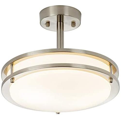 SOTTAE Modern Brushed Nickel Flush Mount Ceiling Light, Semi Flush Mount Ceiling Light Ceiling Lamp Flush Mount Light Fixture Light Fixture Flush Mount for Bedroom Dining Room Kitchen Corridor(11.8'')