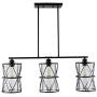 SHENGQINGTOP 33 Inches Industrial Kitchen Island Lights with Clear Glass, 3-Light Dining Room Lighting Fixtures Hanging, New Transitional Multi Pendant Lighting, Matte Black Finish