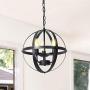 Industrial Metal Pendant Light,Flush Mount Ceiling Rustic Chandelier,Spherical Pendant Light,Vintage Hanging Cage Globe Ceiling Light Fixtures for Farmhouse Kitchen Dining Room Entryway Foyer Hallway