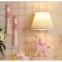 LITFAD Modern Bedside Table Lamp Girl Bedroom Unicorn Desk Light Resin 1 Light Animal Pink LED Reading Lamp with Plug in Cord for Bedroom Kids Room Office - Ripple