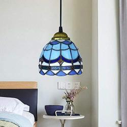 Stained Glass Plug in Hanging Pendant Light Ceiling Lighting Lamp Fixture Stained Glass Shade Perfect Vintage Swag Ceiling Lamp for Dining Room, Bedroom or Porch