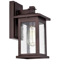 MICSIU Dusk to Dawn Sensor Outdoor Wall Mount Light Fixture Photocell Exterior Wall Sconces 1 Lighting Lantern Oil Rubbed Bronze Finish with Clear Seedy Glass ( 1 Pack)