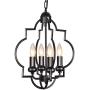 reesenLight Modern Chandelier Foyer Lantern 4-Light Black Pendant Lighting Farmhouse Ceiling Hanging Light Fixtures for Dining Room, Living Room, Entryway, Hallway