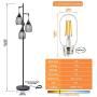 Dimmable Standing Lamp,Industrial Floor Lamps,Black Tree Lamp Rustic Tall Lamps Lighting with 3 Elegant Teardrop Cages & 3 Edison LED Bulbs for Bedrooms Living Room
