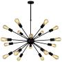 VINLUZ Modern Farmhouse Chandelier Lighting-18 Lights Sputnik Chandelier Black Industrial Pendant Semi-Flush Mount Ceiling Light Fixture VINLUZ Modern Farmhouse Chandelier Lighting-18 Lights Sputnik Chandelier Black Industrial Pendant Semi-Flush Mount Ceiling Light Fixture