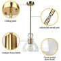 Brass Ceiling Light, HLFVLITE Mini Pendant Light Fixtures Adjustable Hanging Ceiling Lamp for Kitchen Island Dining Room Farmhouse, 7'' Wide Clear Seeded Glass Shade, Antique Brass Finish