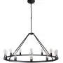 OSAIRUOS W47 Vintage Rustic Rod Iron Chandelier Farmhouse Ceiling Pendant Chandeliers Lighting Fixture Industrial Decor Round Island 12 Lights for Living Room Hotel Church Cafe Shops, Painted Black