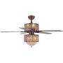 Crystal Ceiling Fan with Lights, Morpholife 52 inch Remote Control Modern Chandelier with 5 Wood Reversible Blades For Home Decoration Living Room