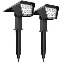 Landscape Lights Outdoor Solar Powered, Dusk to Dawn Path Lights 5000K Daylight, Solar Uplights for Tree, 2-in-1 Wireless Low Volt Garden Backyard Floodlights, EMANER (5000K Solar Spotlights, 2-Pack)