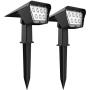 Landscape Lights Outdoor Solar Powered, Dusk to Dawn Path Lights 5000K Daylight, Solar Uplights for Tree, 2-in-1 Wireless Low Volt Garden Backyard Floodlights, EMANER (5000K Solar Spotlights, 2-Pack)