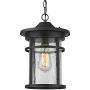 Emliviar Outdoor Hanging Lantern Light Fixture, 1-Light Exterior Pendant Porch Light in Black Finish with Crackle Glass, A208511D1