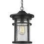 Emliviar Outdoor Hanging Lantern Light Fixture, 1-Light Exterior Pendant Porch Light in Black Finish with Crackle Glass, A208511D1